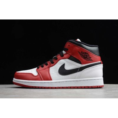 Nike Erkek Air Jordan 1 Mid Beyaz / Kırmızı / Siyah Basketbol Ayakkabısı Türkiye - HX4O39N9